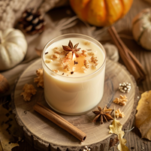 Cozy fall decor featuring pumpkins, warm blankets, and autumn wreaths.