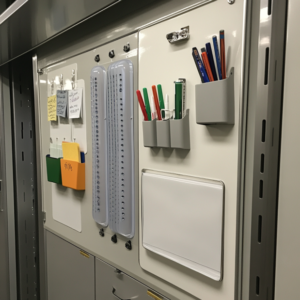 Bright and organized school locker decorated with personal touches and creative accessories.