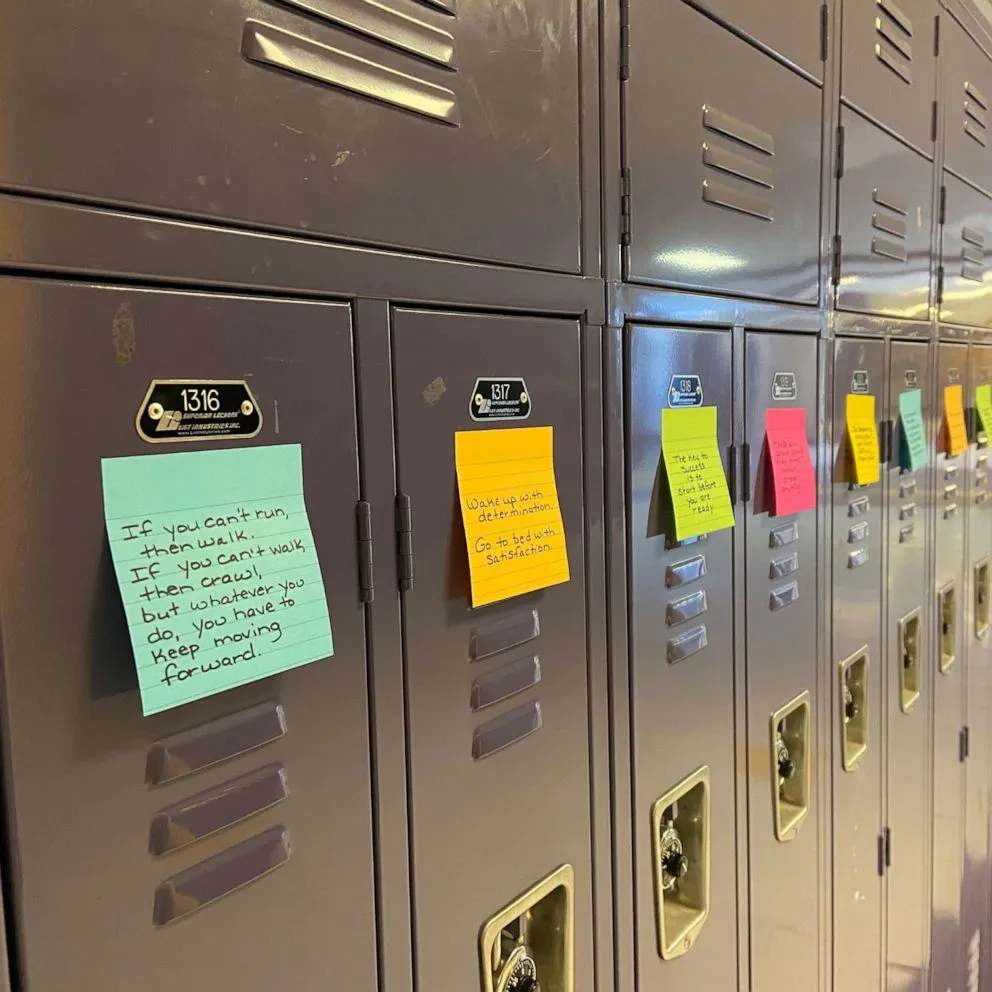 "Bright and organized school locker decorated with personal touches and creative accessories."