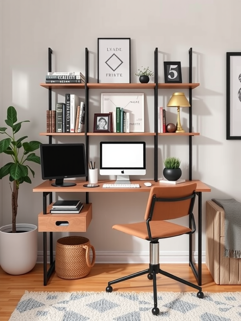 Multi-Functional Desk with Shelves