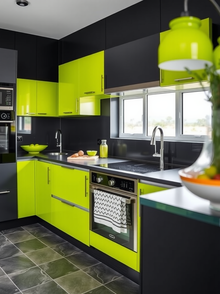 Charcoal and Lime Green