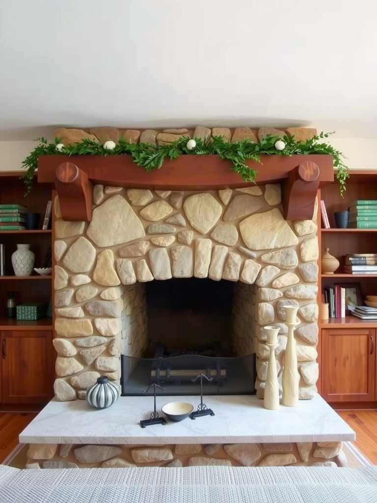 Classic Fieldstone Fireplace