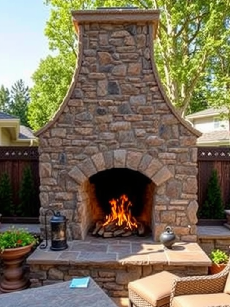 Outdoor Stone Fireplace