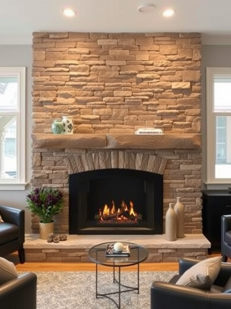 TAN & Grey Stone Fireplace