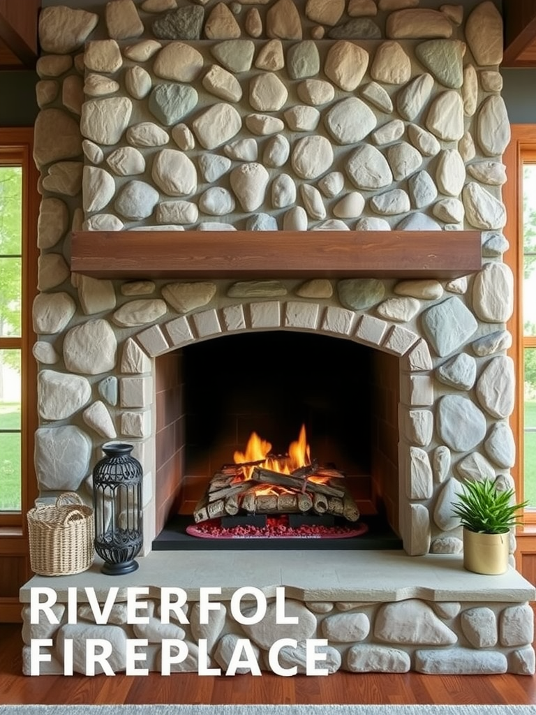 Textured Riverstone Fireplace