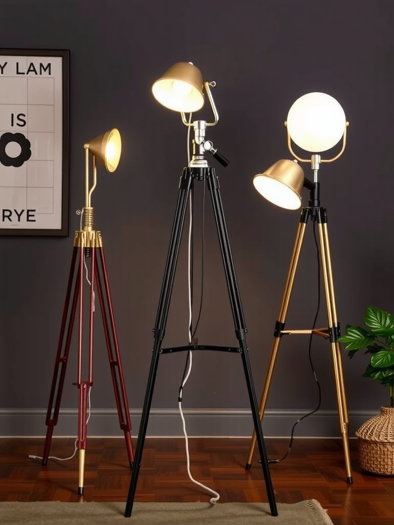 Industrial Tripod Floor Lamps