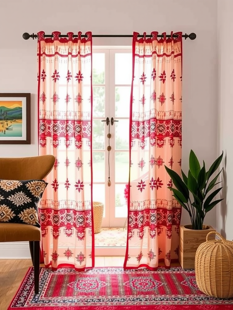 Bohemian Printed Sheer Curtains