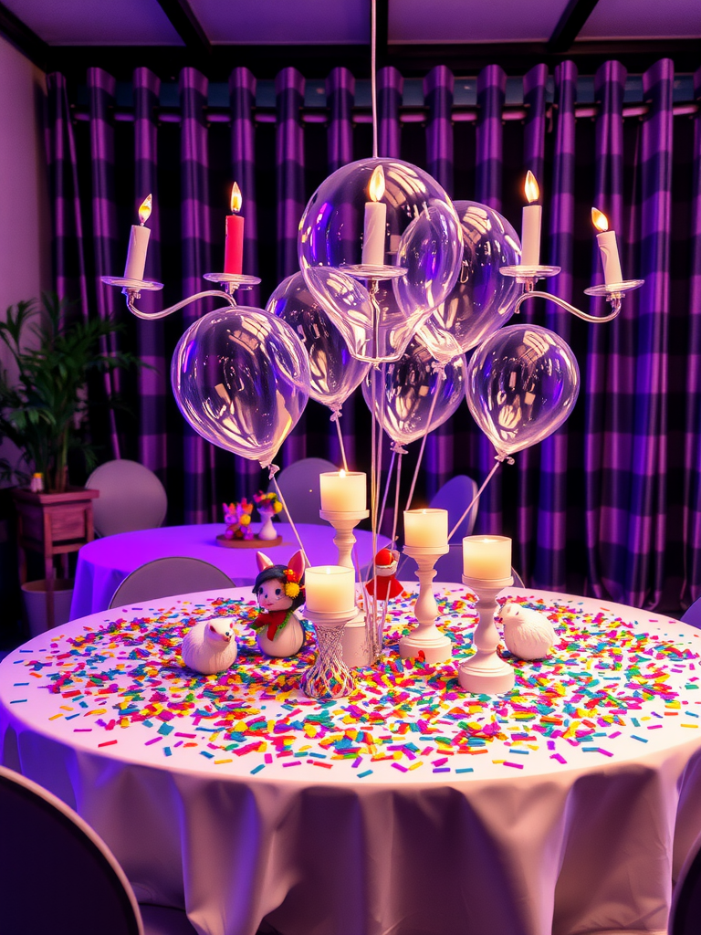 Colorful confetti and Table Decor