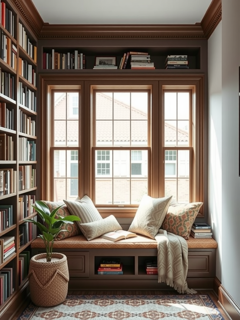 Cozy Reading Nook with Shelves