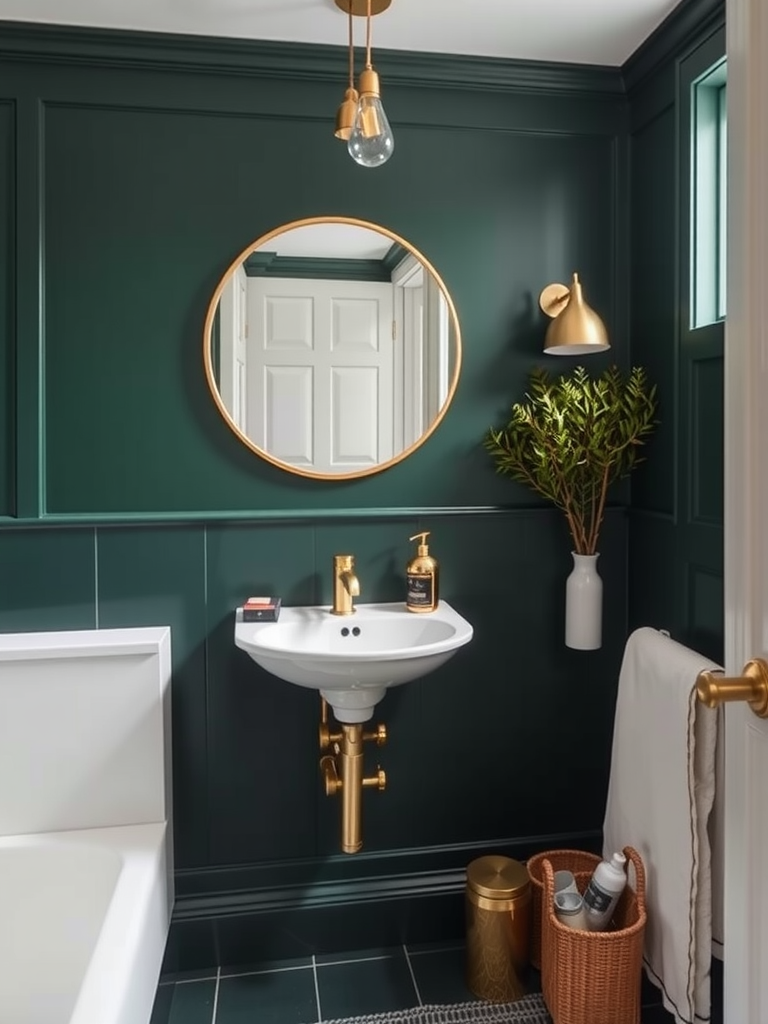 Dark Green with Brass Accents