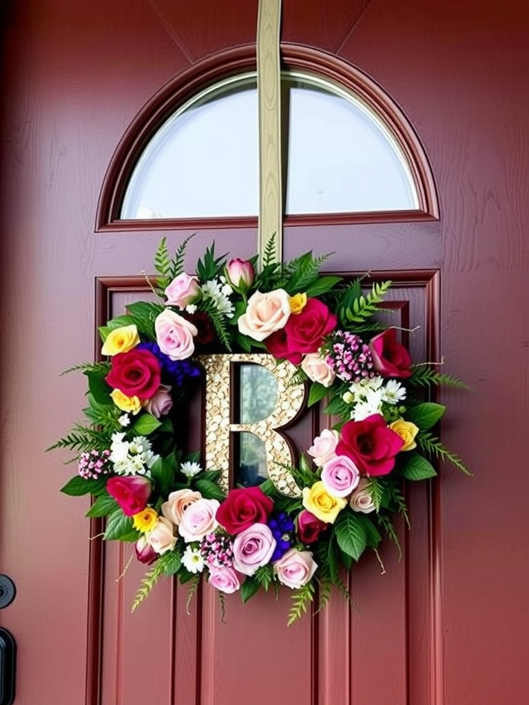 Floral Monogram Wreath