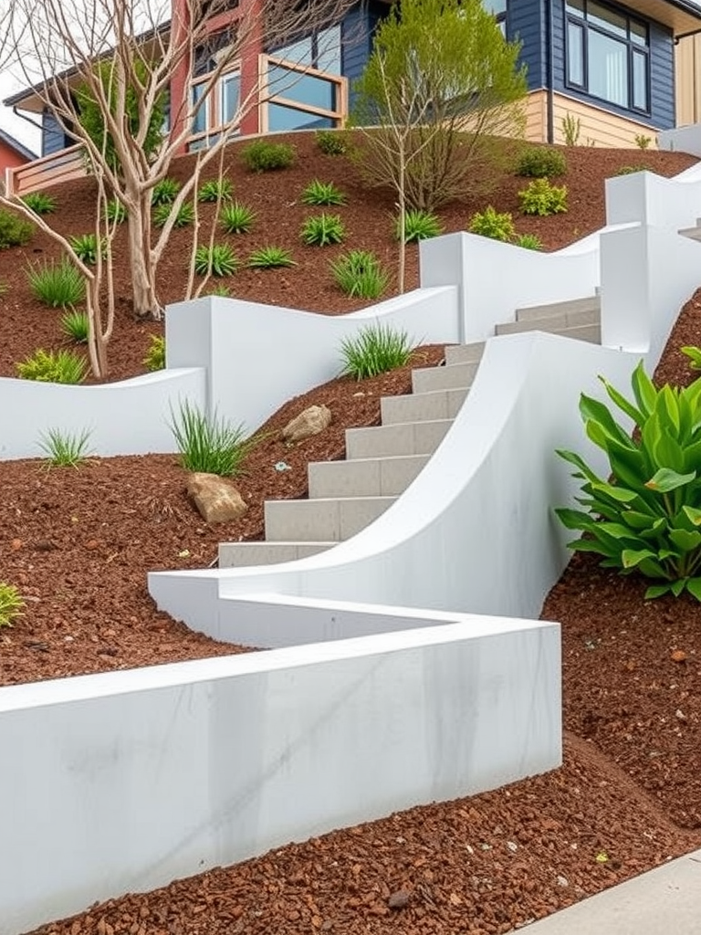 Modern Sloped Retaining Walls