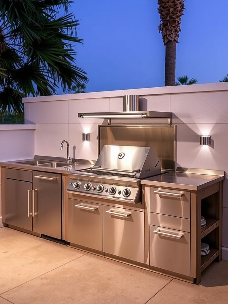 Modern Stainless Steel Grill Station