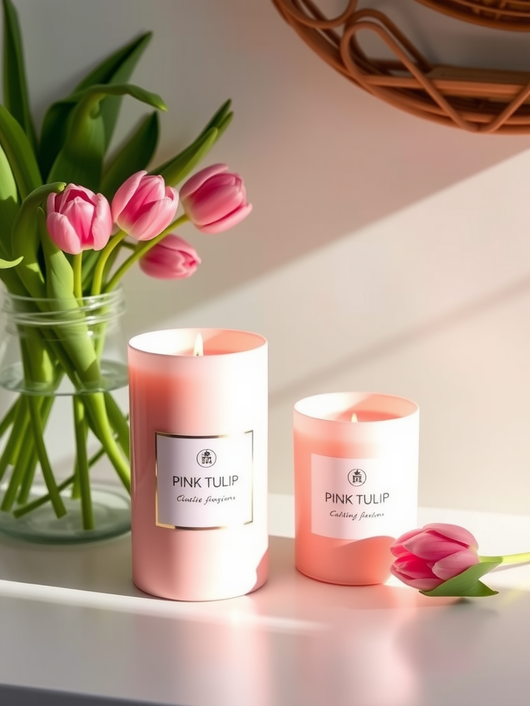 Pink Tulip Candles