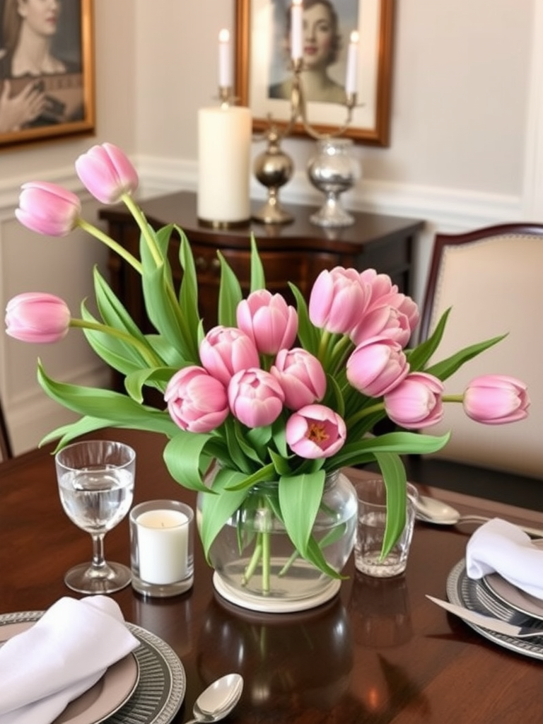 Pink Tulip Centerpieces