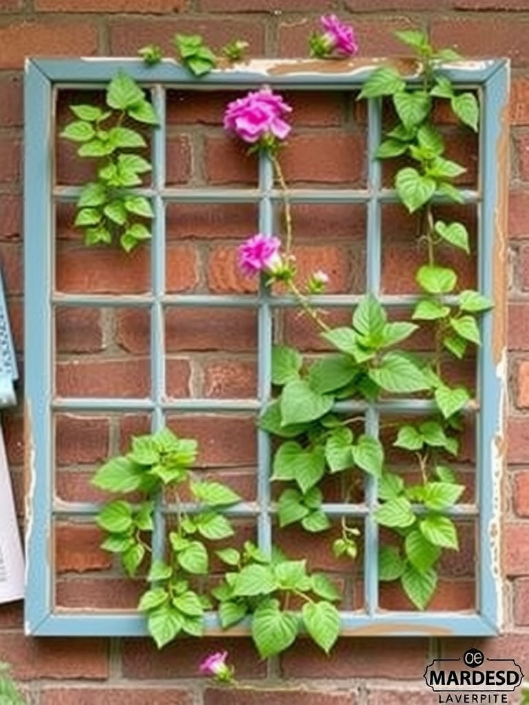 Repurposed Window Frame Trellis