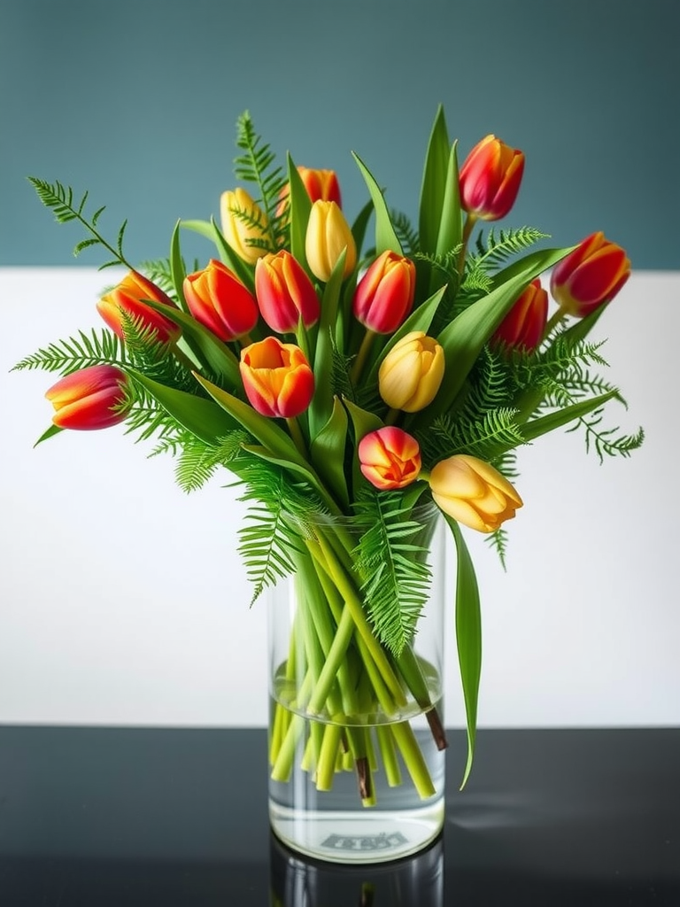 Tulips with Greenery