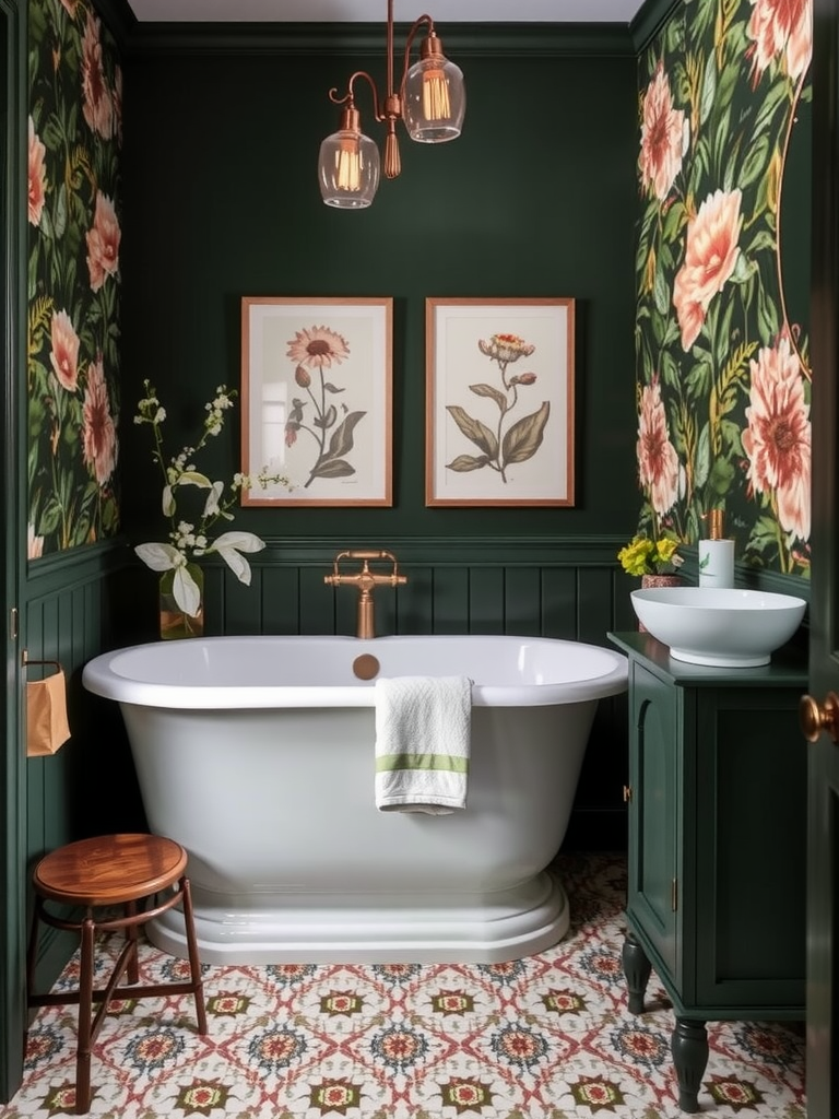 Vintage Botanical Bathroom