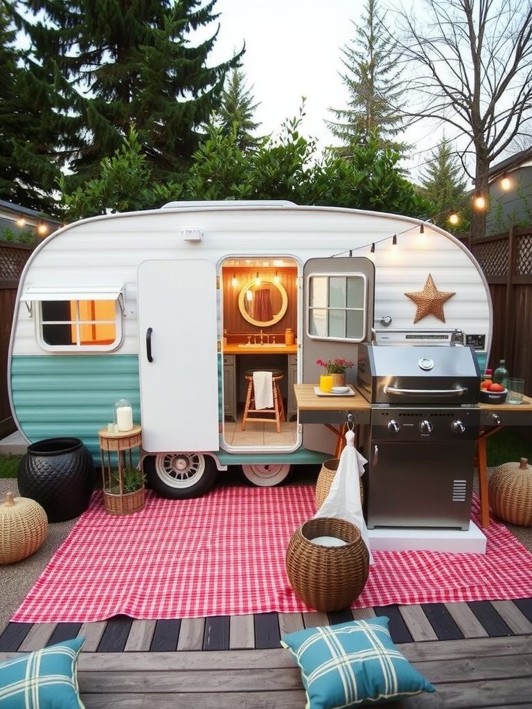 Vintage Caravan BBQ Setup