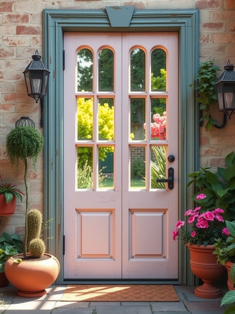 Vintage Door with Glass Panes