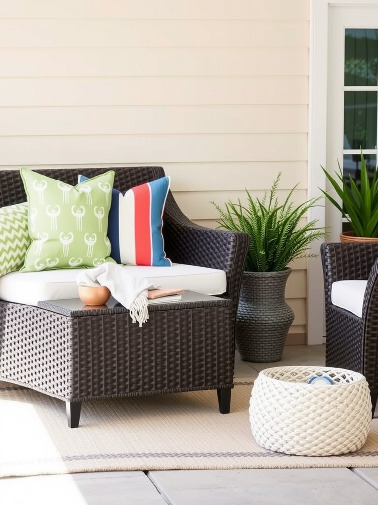 Wicker Set with Accent Pillows