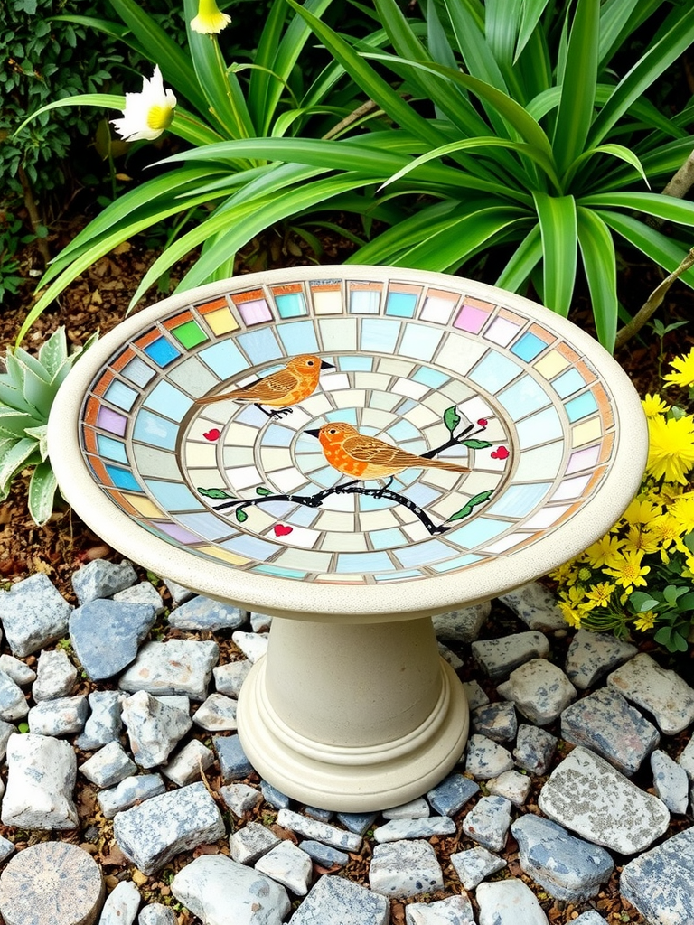 DIY Mosaic Birdbath