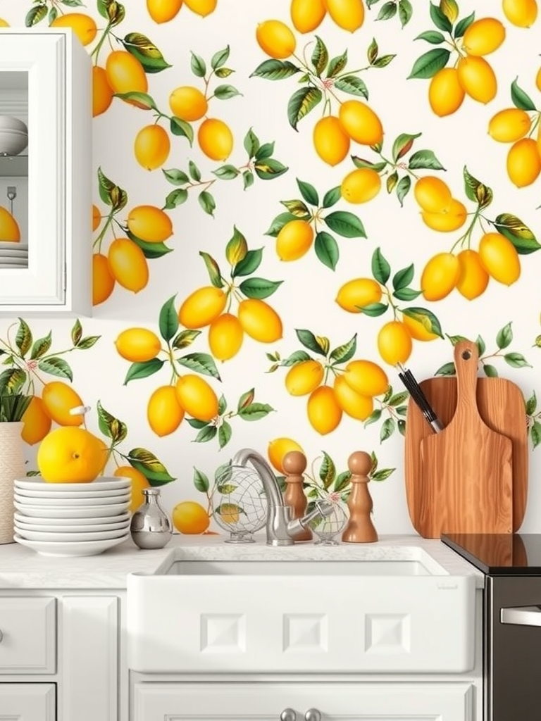 Lemon Wallpaper Backsplash