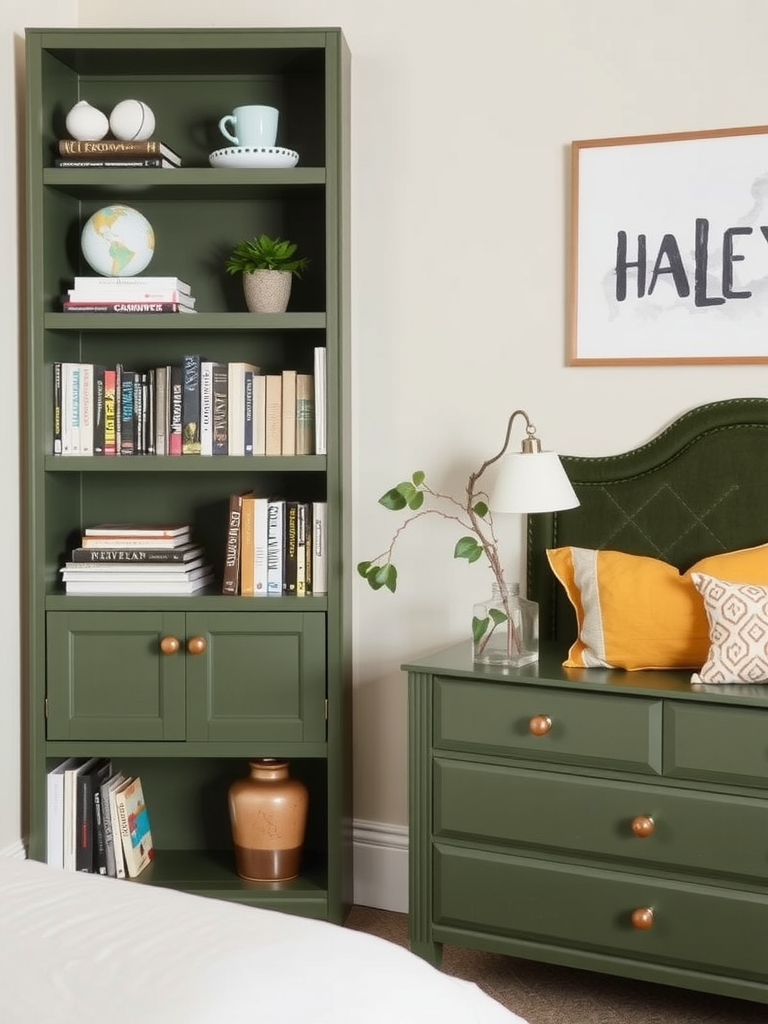 Olive Green Bookshelves