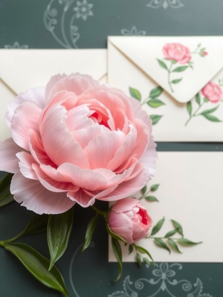 Peony-Themed Stationery