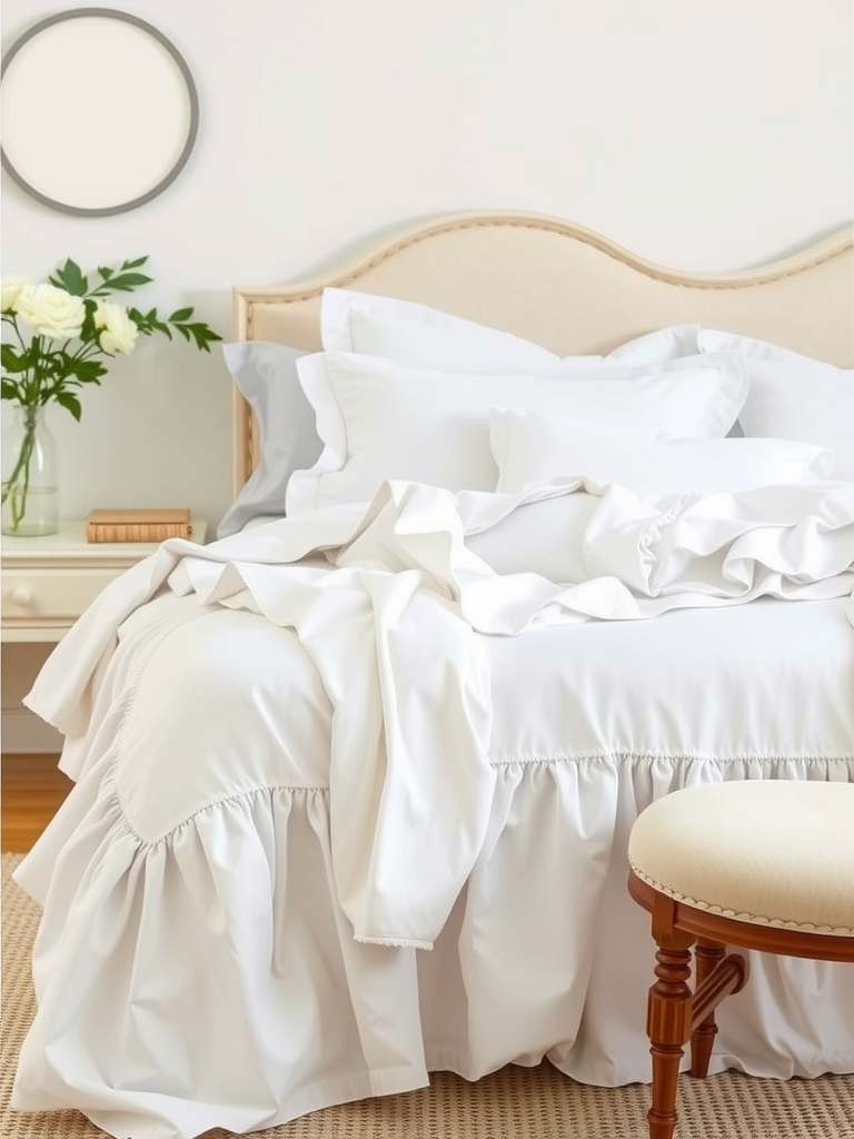 Ruffled White Bedding