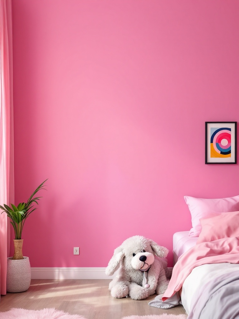 Vibrant pink statement wall in a dorm room, enhancing aesthetics and inspiring creativity.