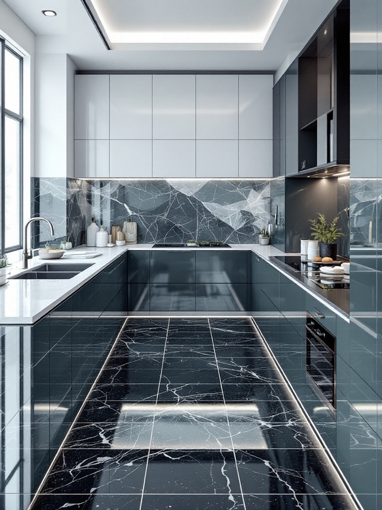 Shiny glossy kitchen tiles reflect light, enhance space, and come in various colors but require upkeep.