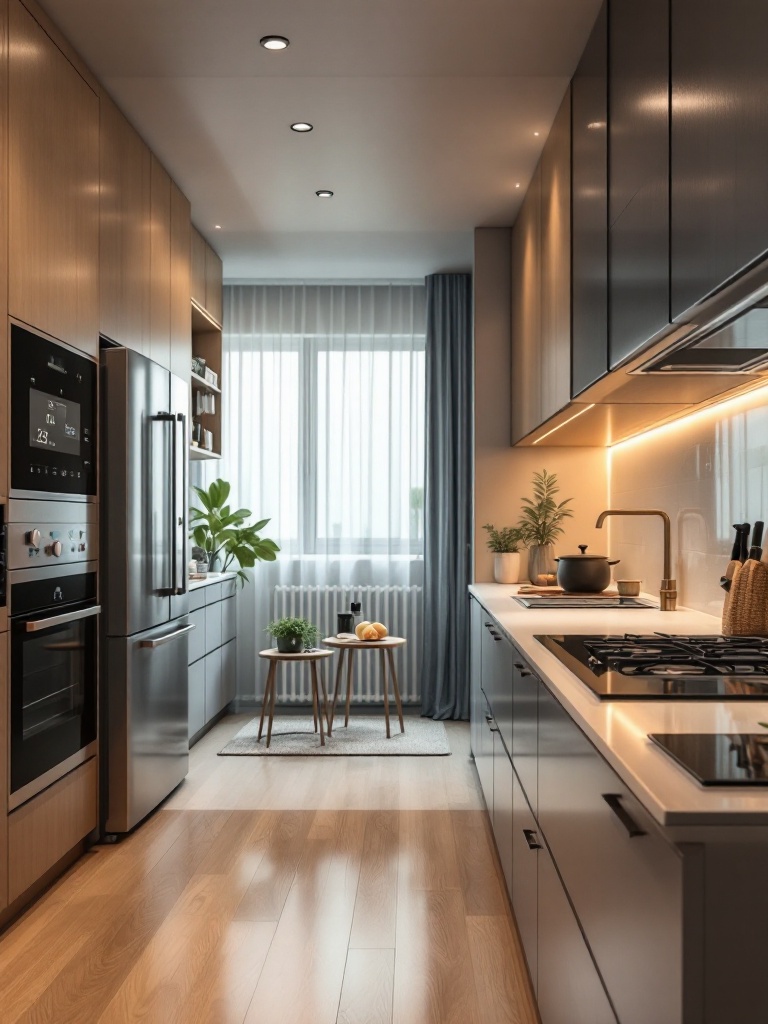 Smart technology in modern kitchens with touch screen appliances, automated lighting, and enhanced functionality.