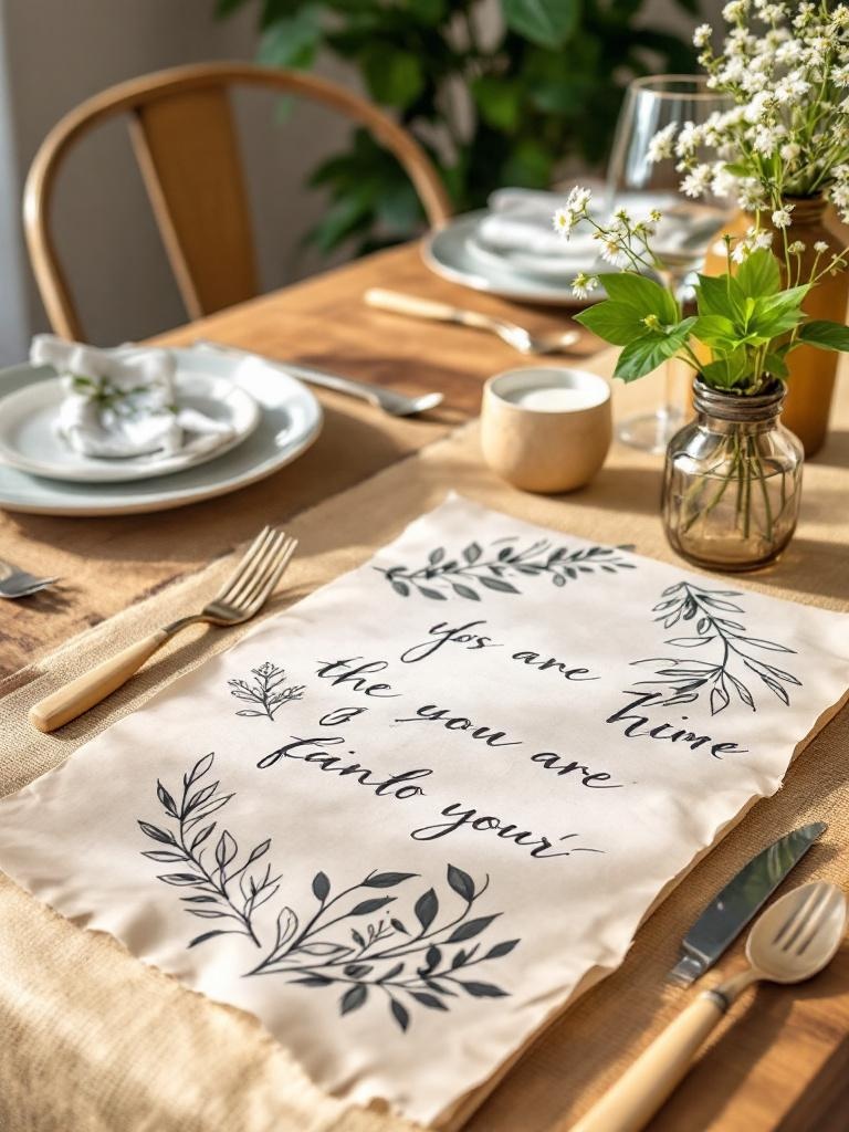 Craft paper table runner styled with burlap, suggestive of a rustic summer dining experience.