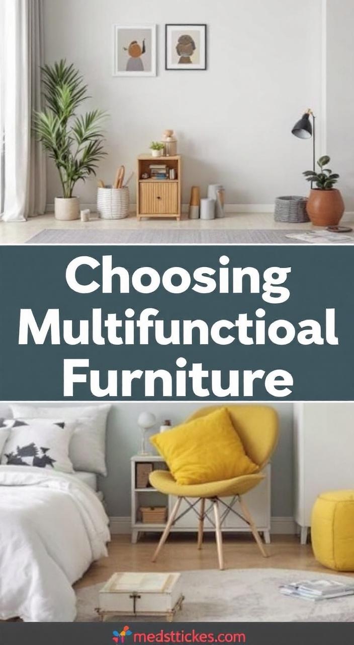 Multifunctional furniture in a small room, showcasing a bed with storage and a desk-coffee table.