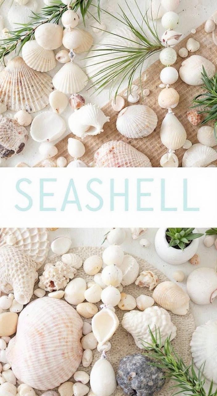 Decorative seashells enhance tropical decor, used in vases, centerpieces, or as garlands for coastal charm.
