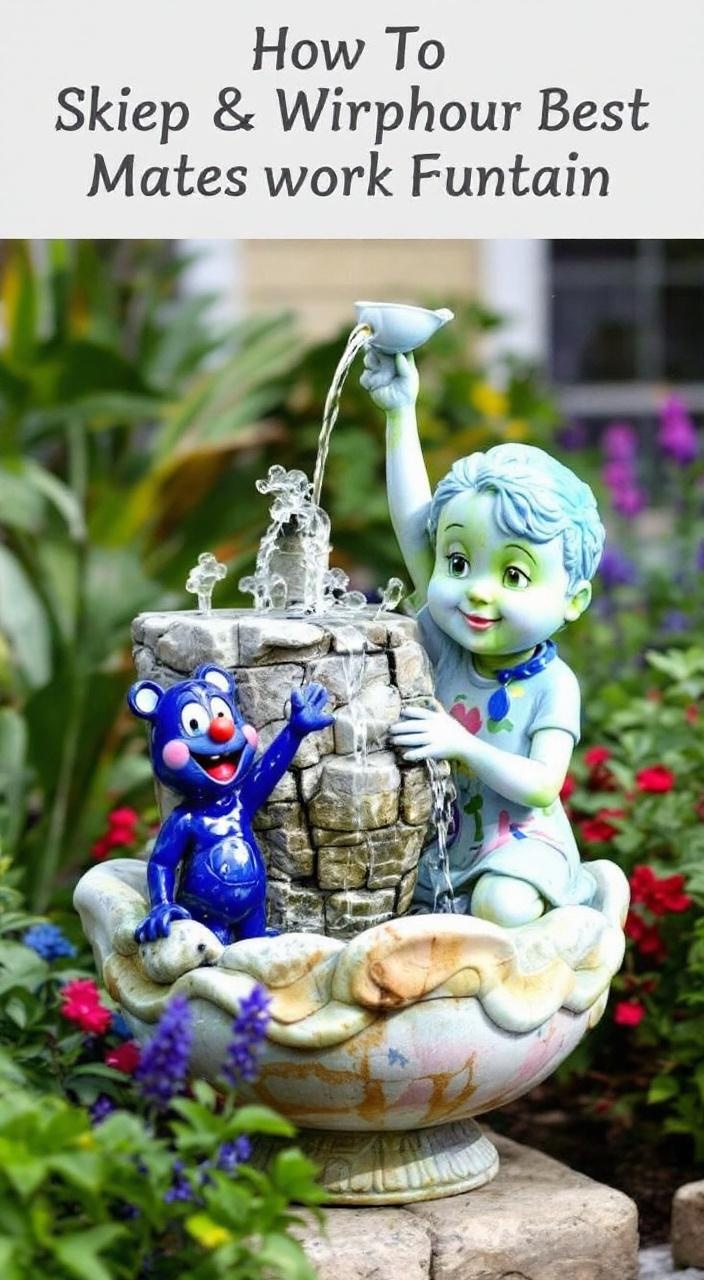 Lightweight resin fountain in whimsical shape, adds vibrant decor and fun conversation starter to garden.