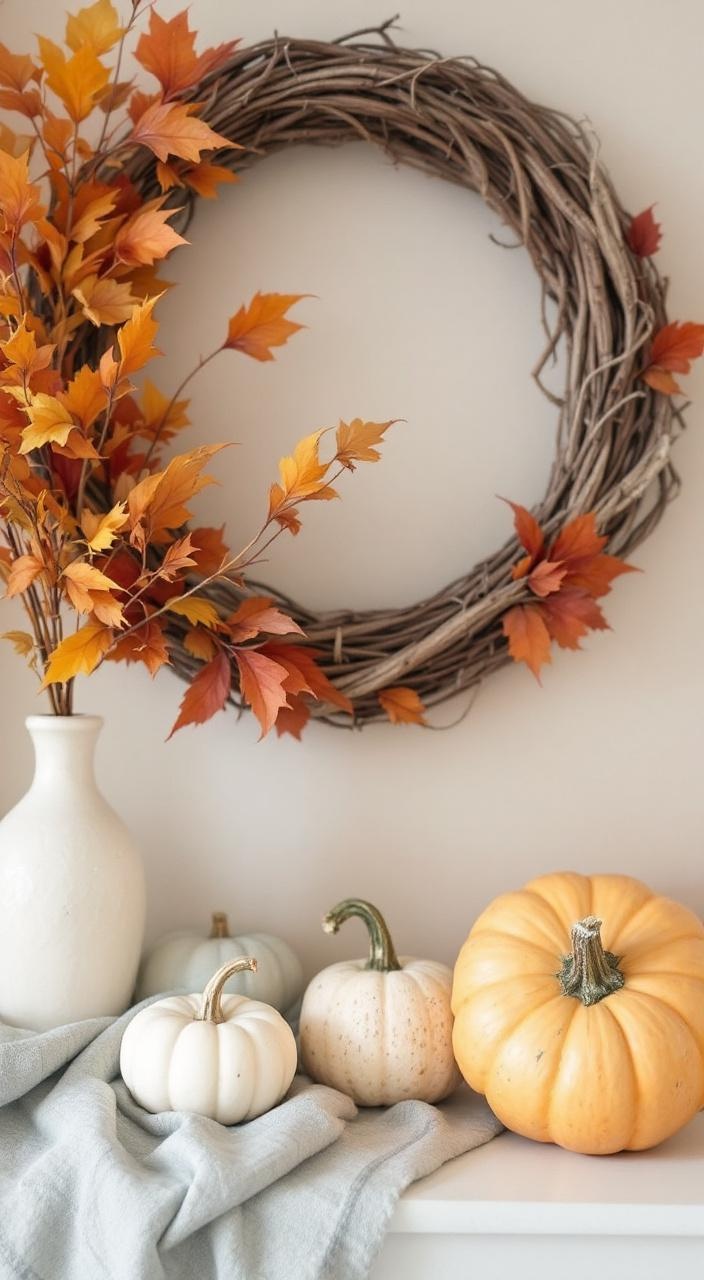 Creative fall DIY projects like wreaths, painted pumpkins, and autumn bookmarks for home decor.