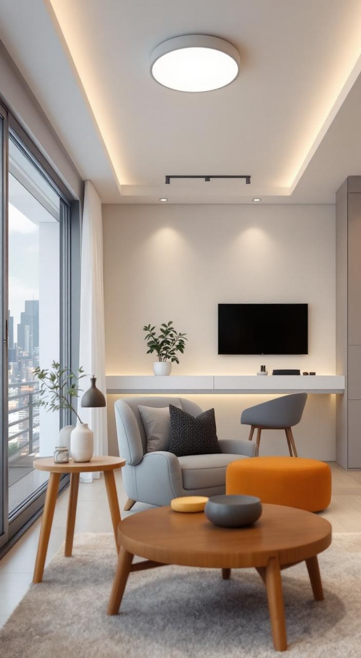 Recessed lighting installed in a ceiling, providing sleek illumination in a modern interior space.