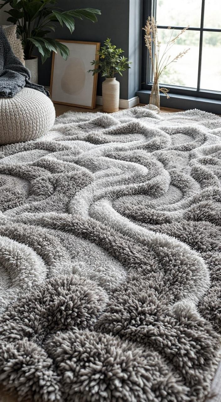 Textured area rugs add comfort and coziness to living rooms or bedrooms with their tactile design.